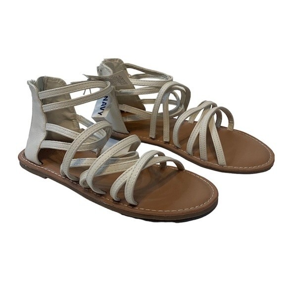 Old Navy- Girls Gladiator Sandals, White, Size 2 NWT - Picture 1 of 8